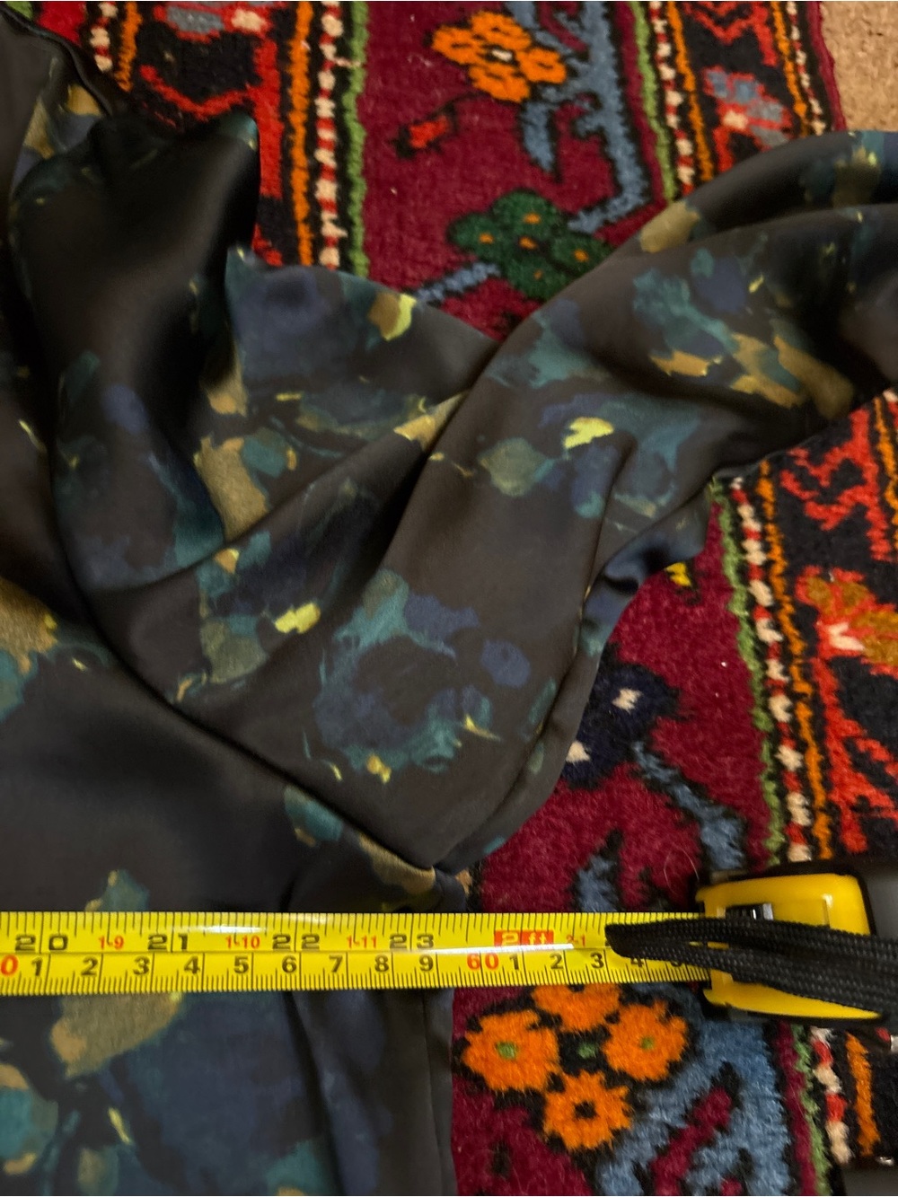 SZ L NORDSTROM DARK EMERALD GREEN WATERCOLOR SILKY BUTTON DOWN BUSINESS CASUAL - Picture 6 of 7
